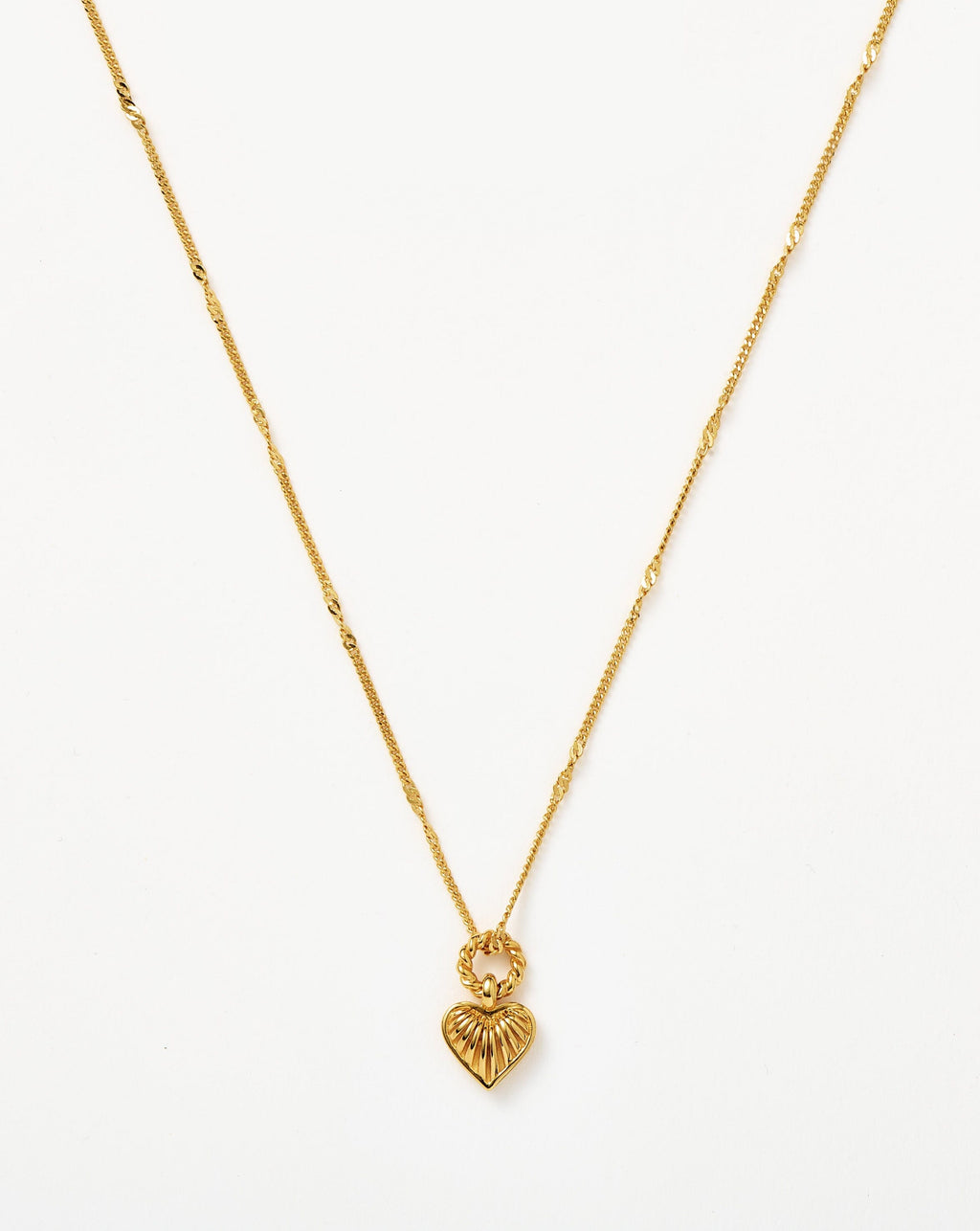 Mini Ridge Heart Charm Pendant Necklace