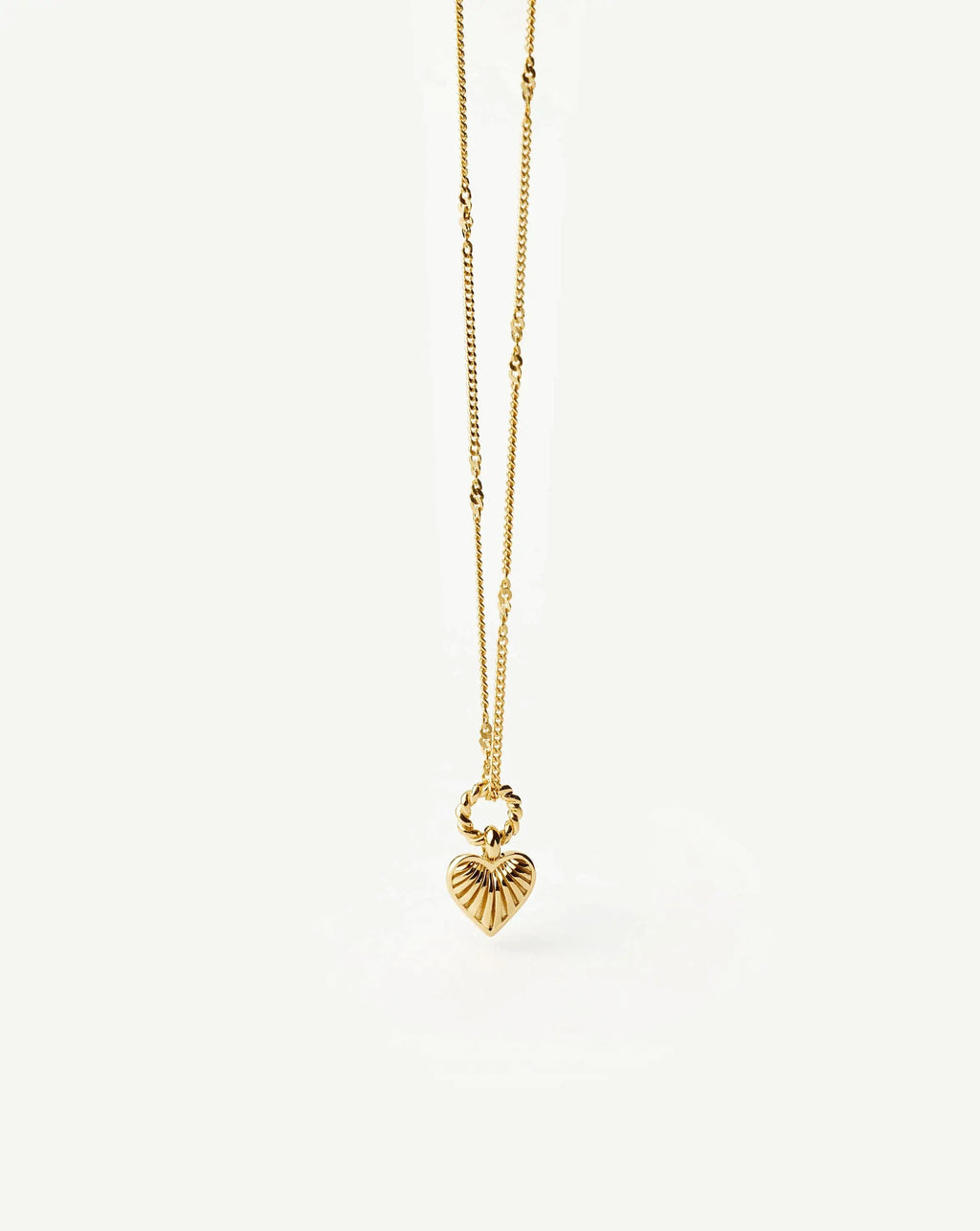 Mini Ridge Heart Charm Pendant Necklace