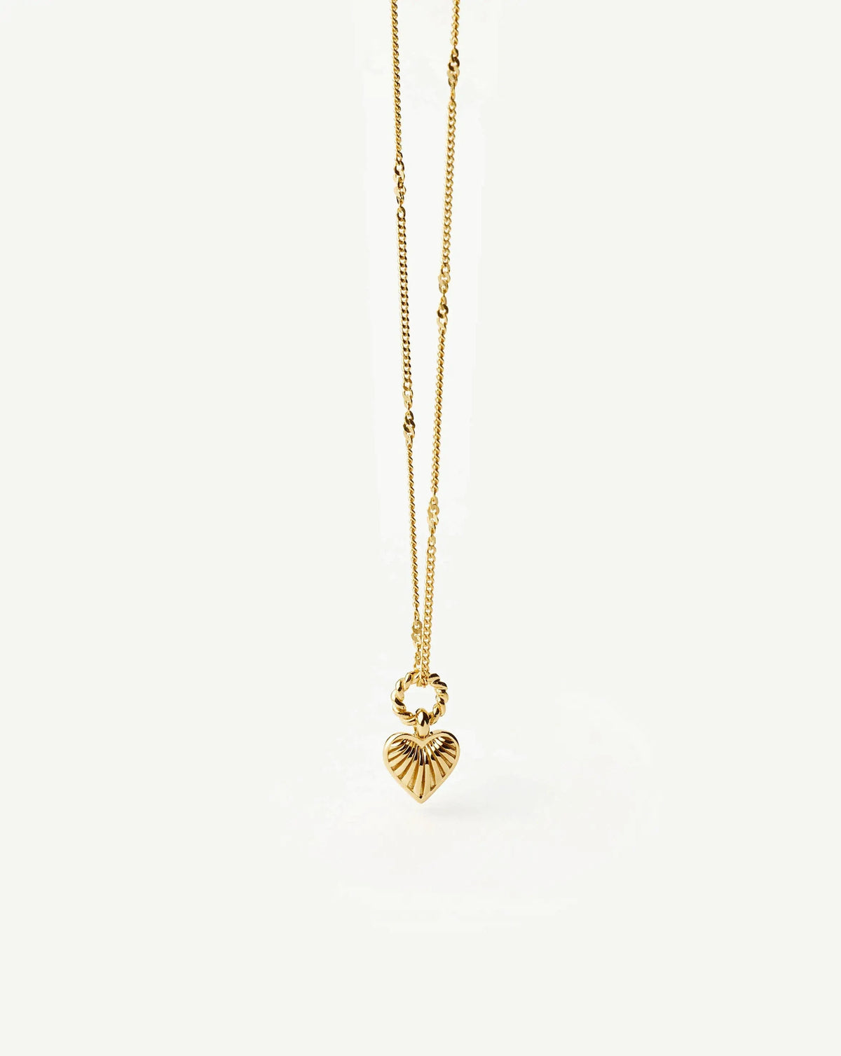Mini Ridge Heart Charm Pendant Necklace