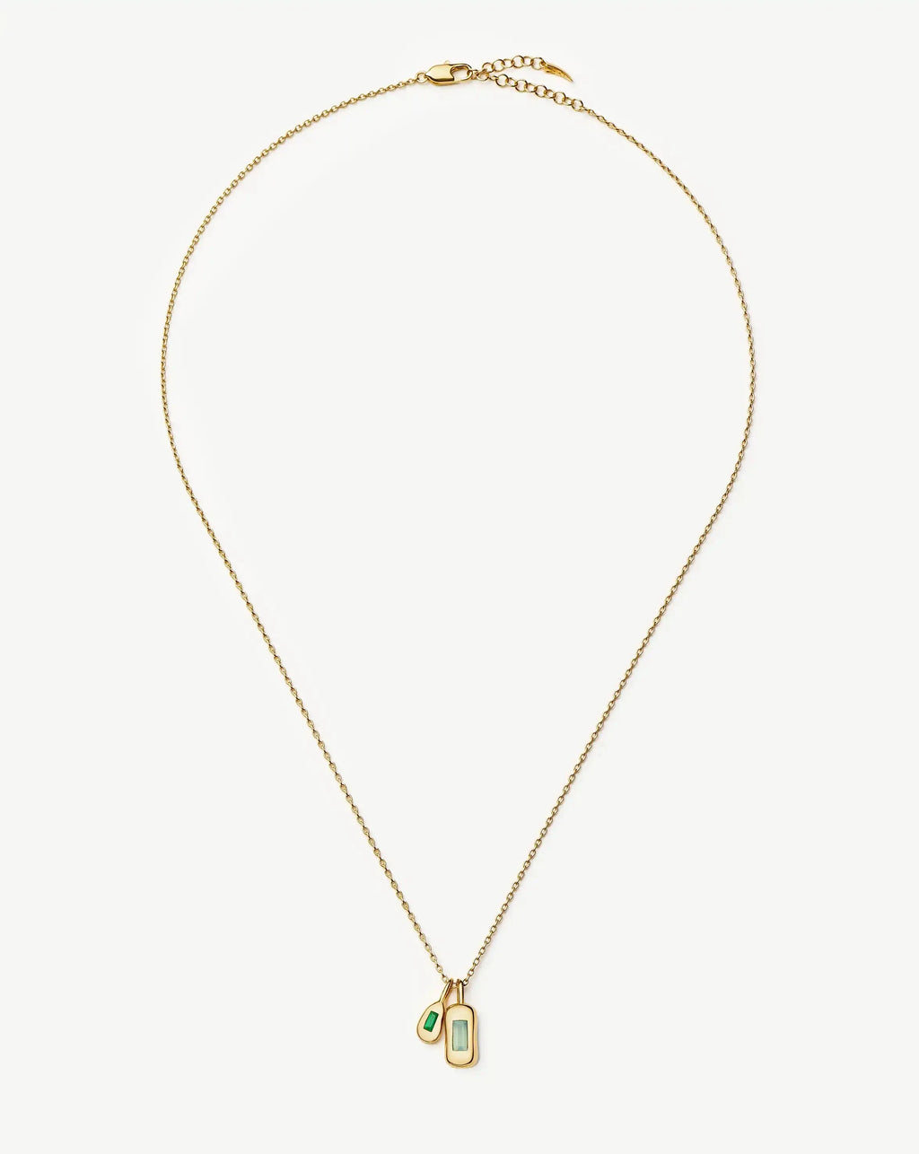 Molten Gemstone Bean Pendant Necklace | 18k Gold Plated/Blue and Green Onyx