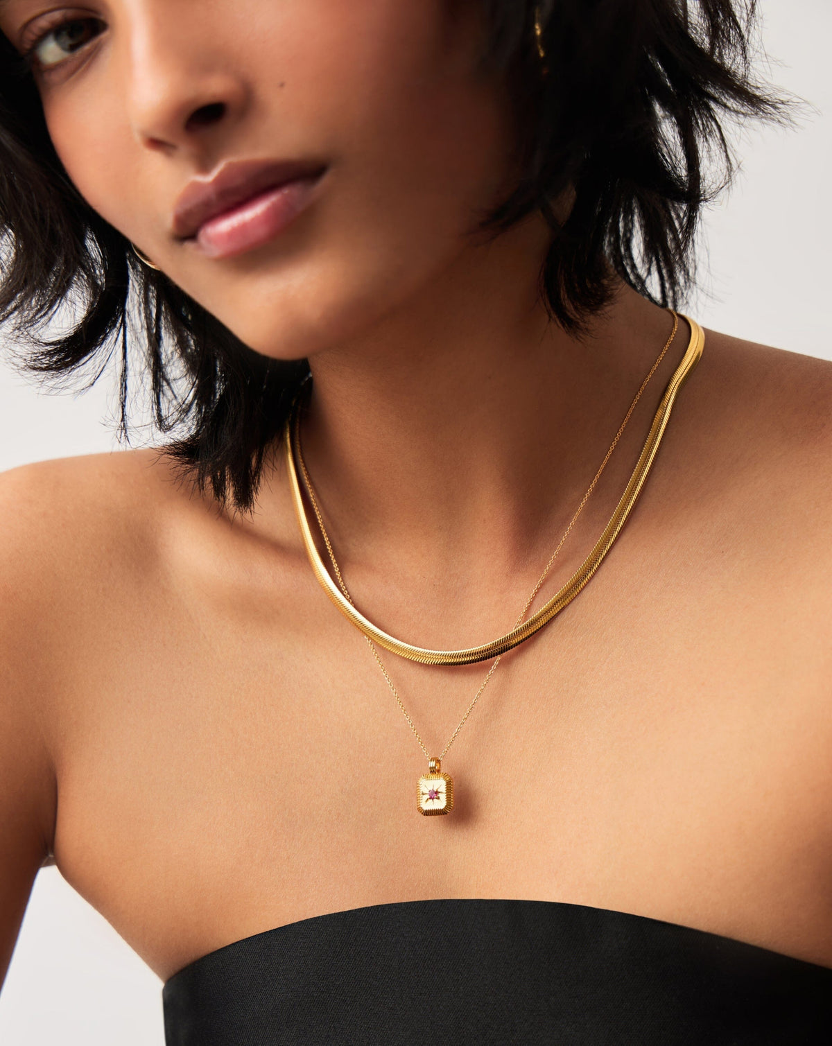 October Birthstone Necklace & Charm Earrings Set | 18k Gold Vermeil/Pink Tourmaline
