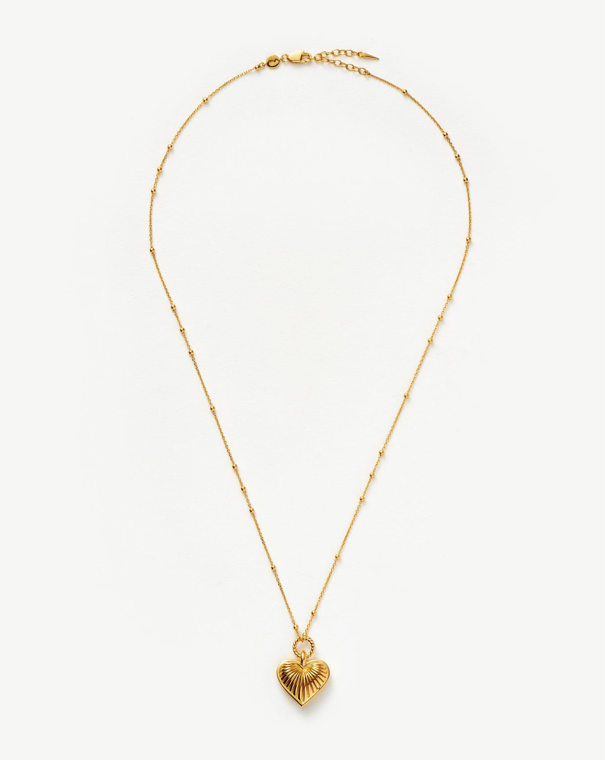 Ridge Heart Charm Pendant Necklace | 18k Gold Plated