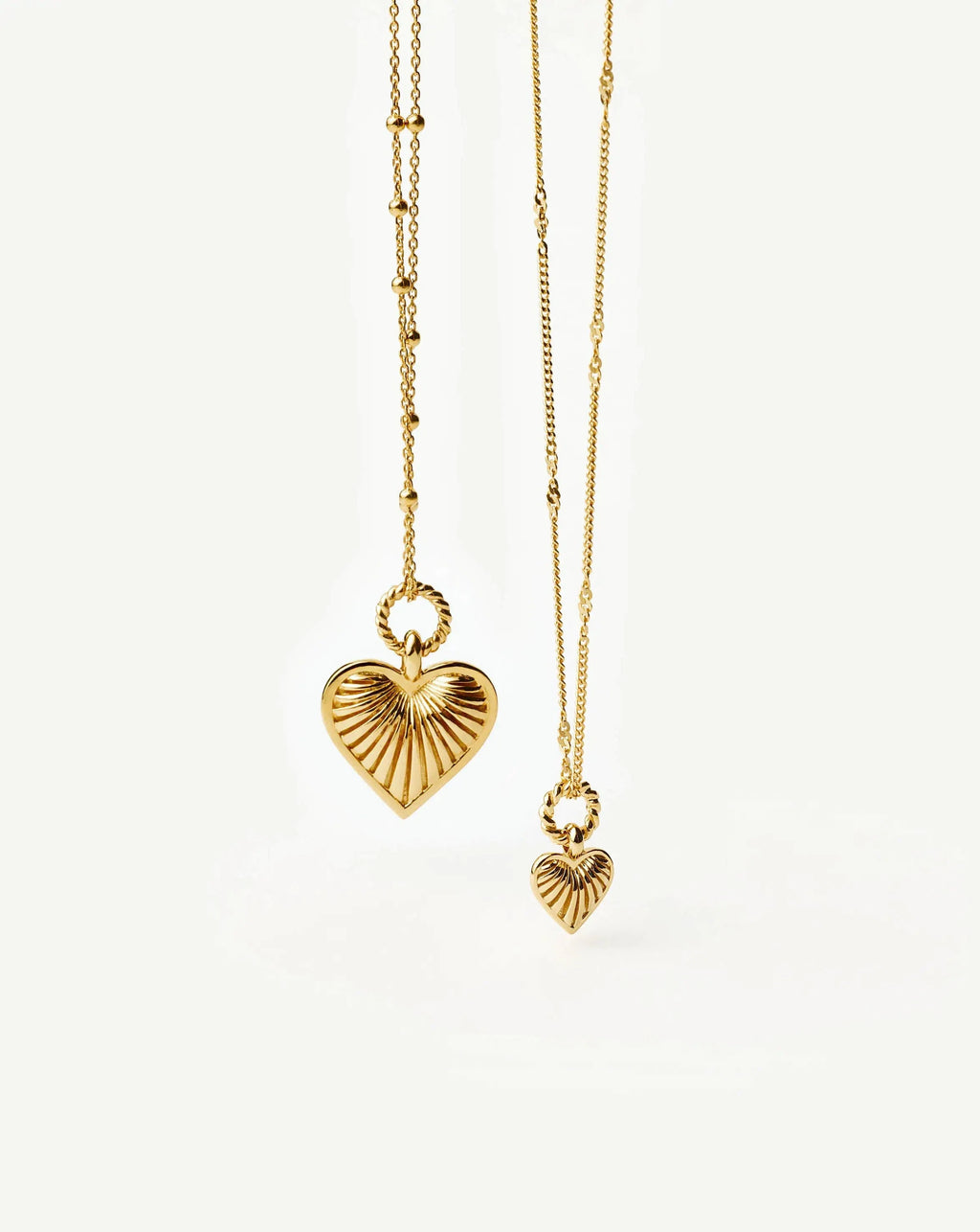 Ridge Heart Charm Pendant Necklace | 18k Gold Plated