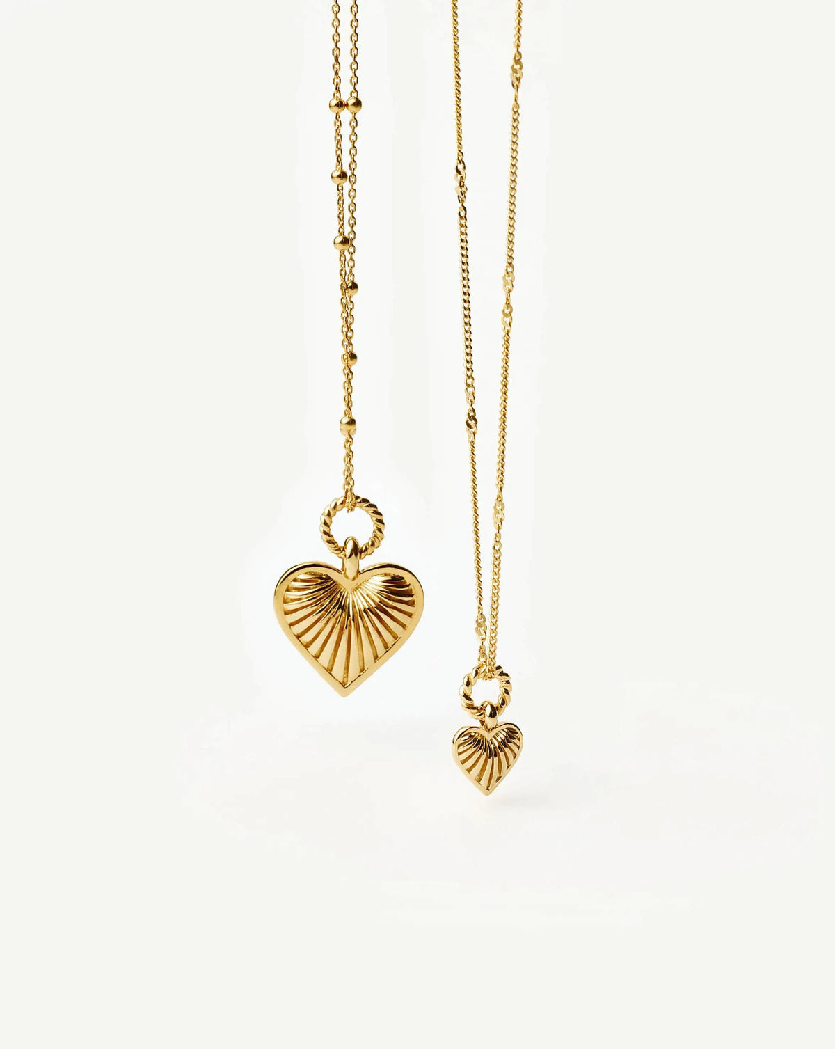 Ridge Heart Charm Pendant Necklace | 18k Gold Plated
