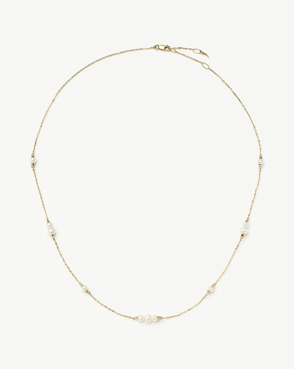 Solid Gold Pearl Chain Necklace | 14k Solid Gold/Pearl