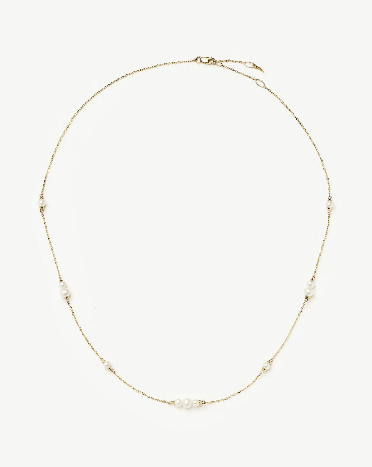 Solid Gold Pearl Chain Necklace | 14k Solid Gold/Pearl
