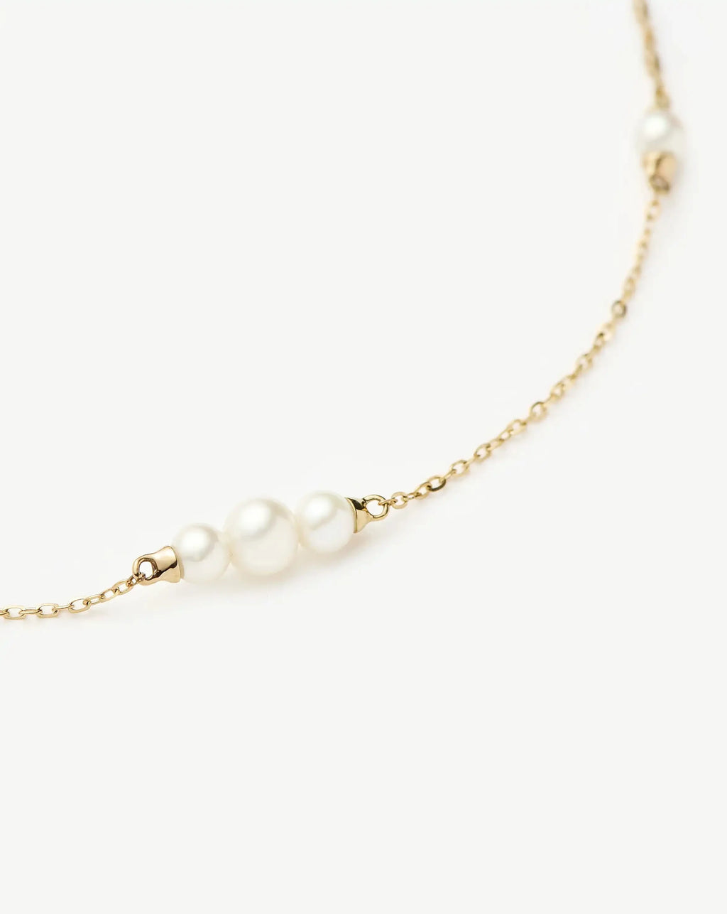 Solid Gold Pearl Chain Necklace | 14k Solid Gold/Pearl
