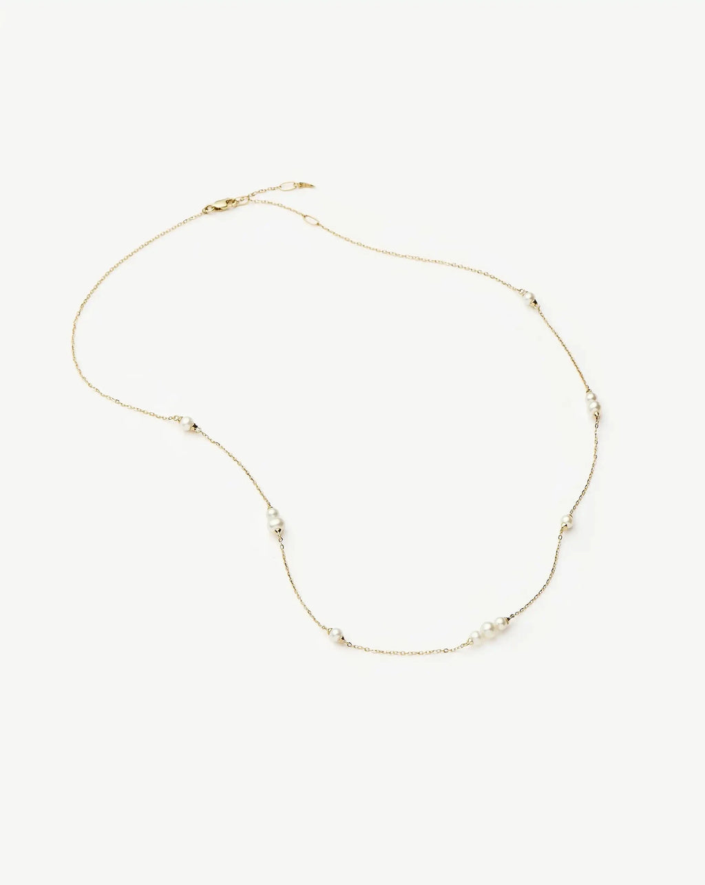 Solid Gold Pearl Chain Necklace | 14k Solid Gold/Pearl