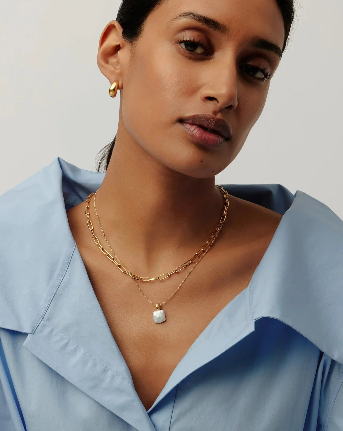 Square Pearl Baya Pendant Necklace | 18k Gold Vermeil/Pearl