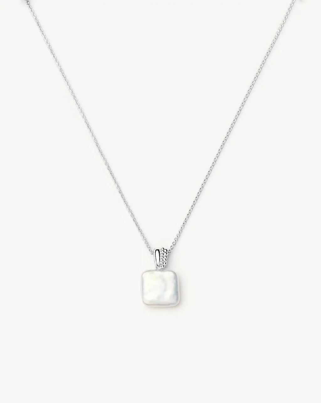 Square Pearl Baya Pendant Necklace | Sterling Silver/Pearl