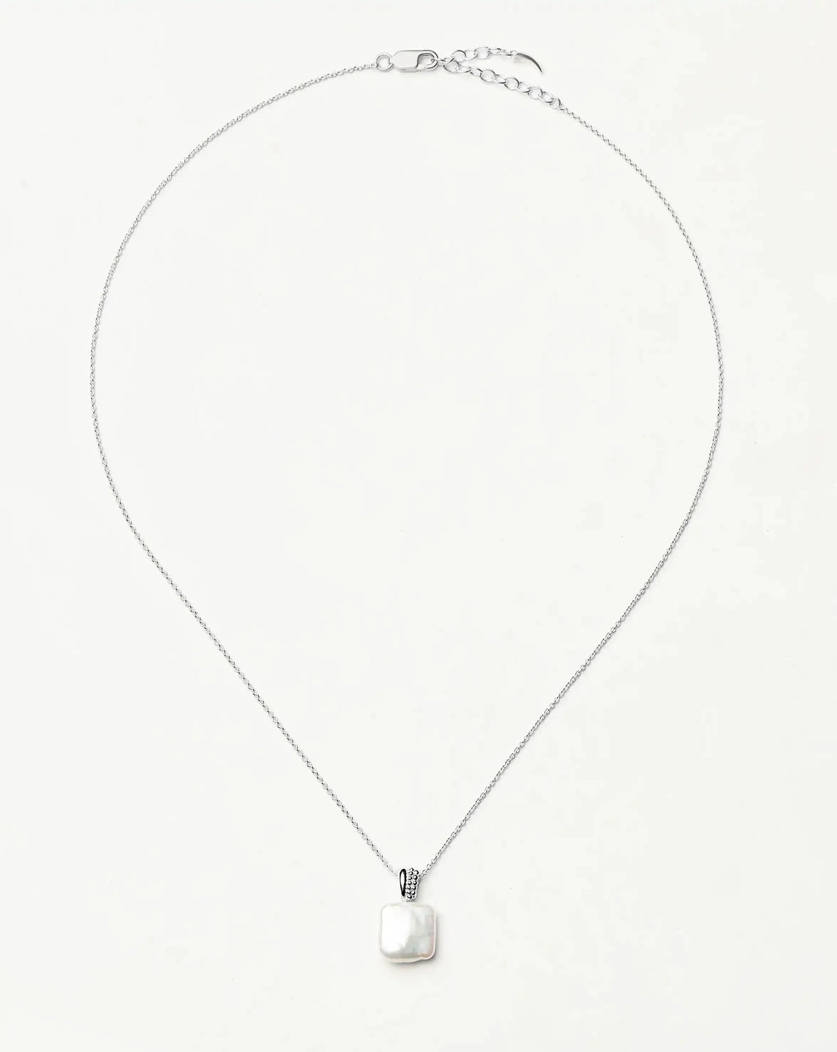 Square Pearl Baya Pendant Necklace | Sterling Silver/Pearl
