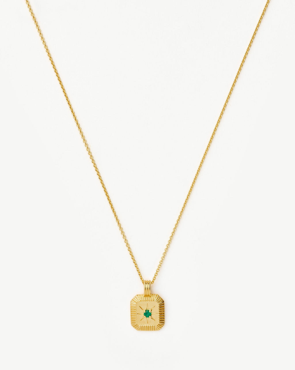 May Birthstone Pendant Necklace | 18k Gold Vermeil/Green Onyx