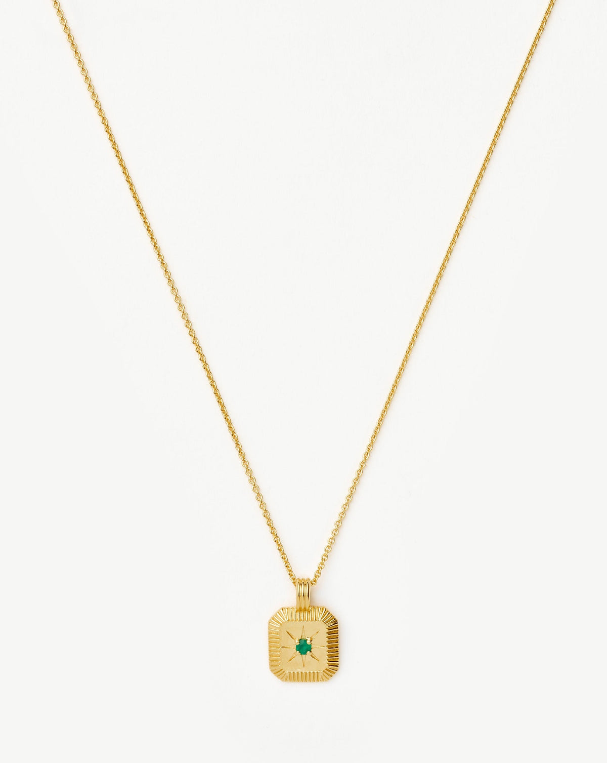 May Birthstone Pendant Necklace | 18k Gold Vermeil/Green Onyx