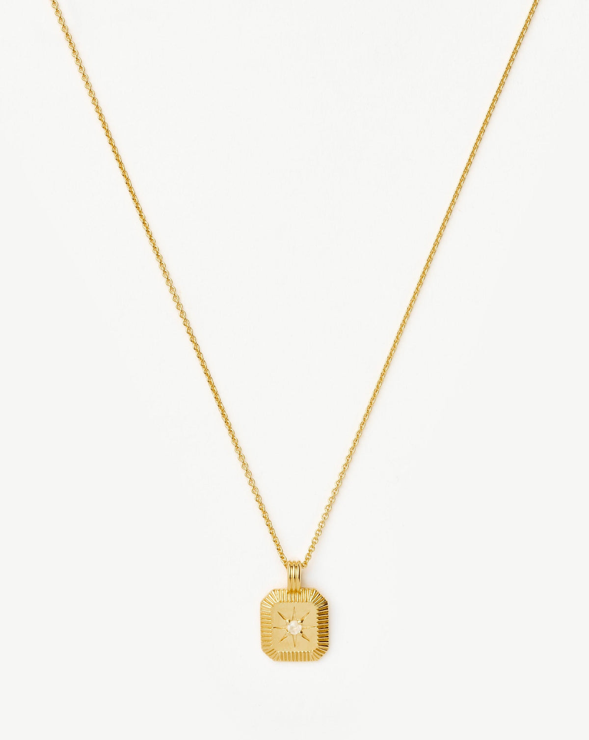 June Birthstone Pendant Necklace | 18k Gold Vermeil/Rainbow Moonstone