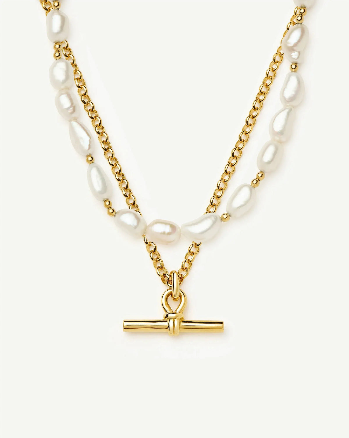 The Andy T-Bar Necklace Set | 18k Gold Plated/Pearl
